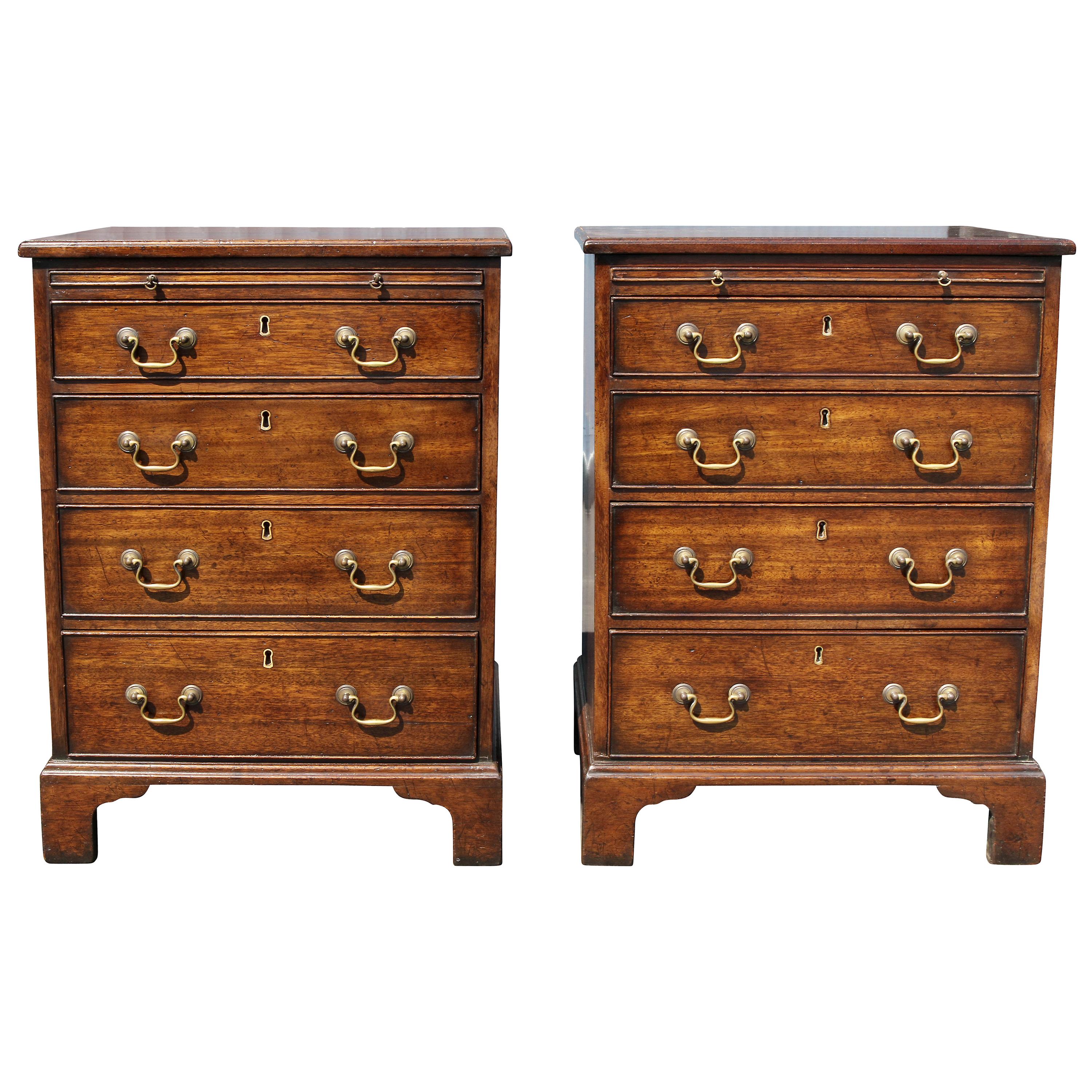 Pair of George III Style Mahogany Bachelor Chests of Drawers
