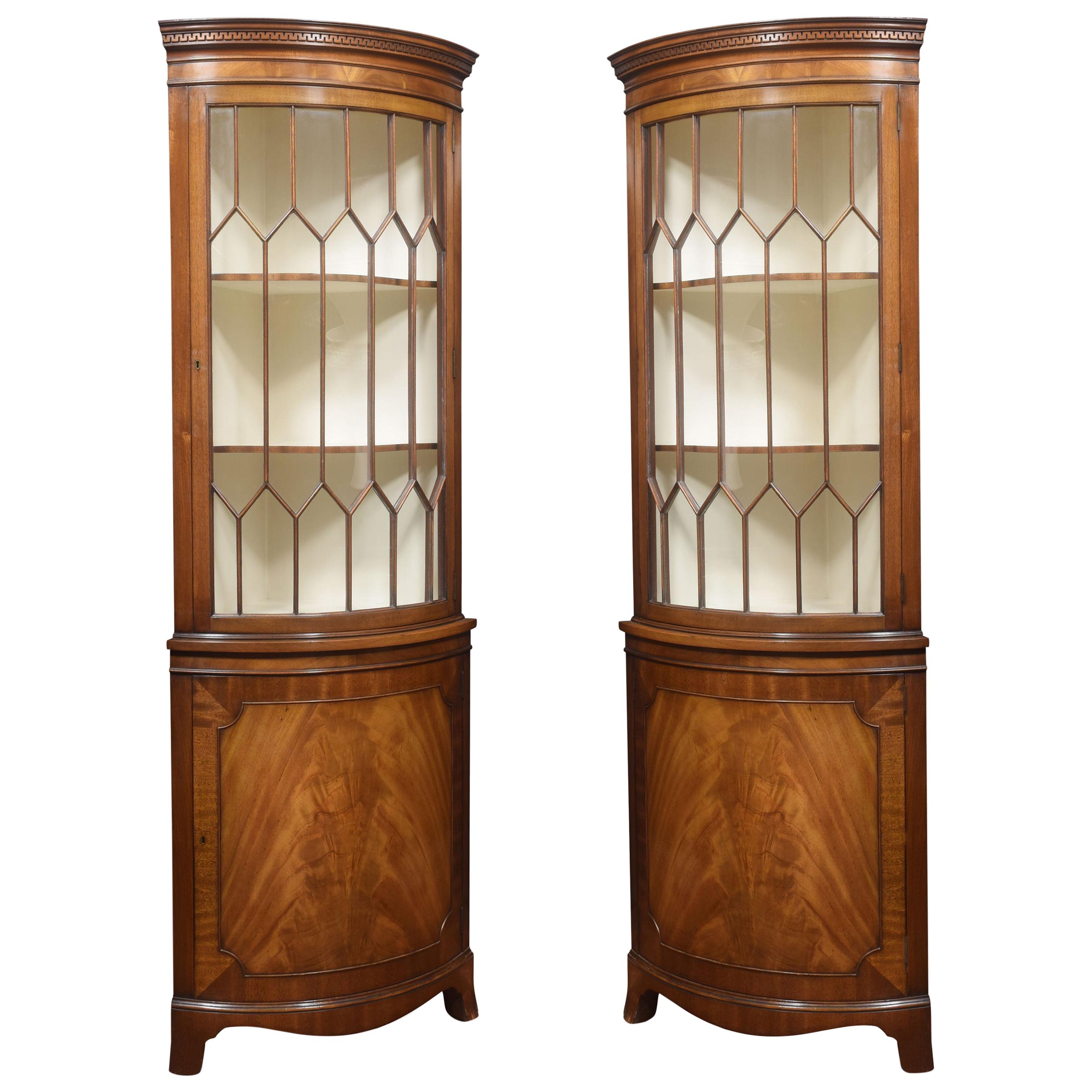 Pair of George III Style Mahogany Corner Cabinets