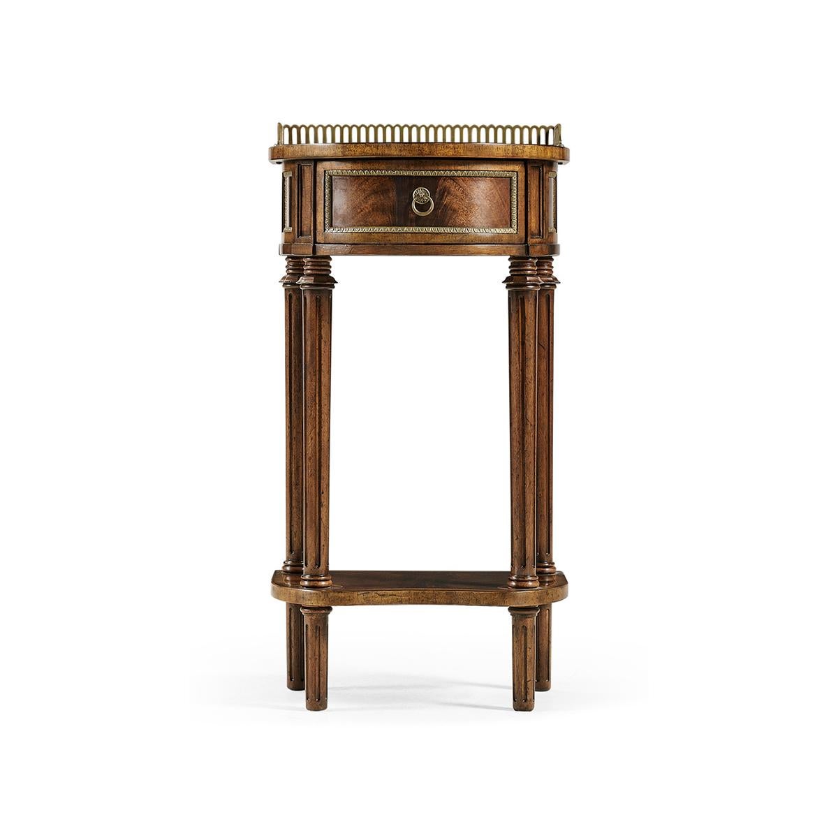 Vietnamese Pair of George III Style Mahogany Demilune Console Tables For Sale