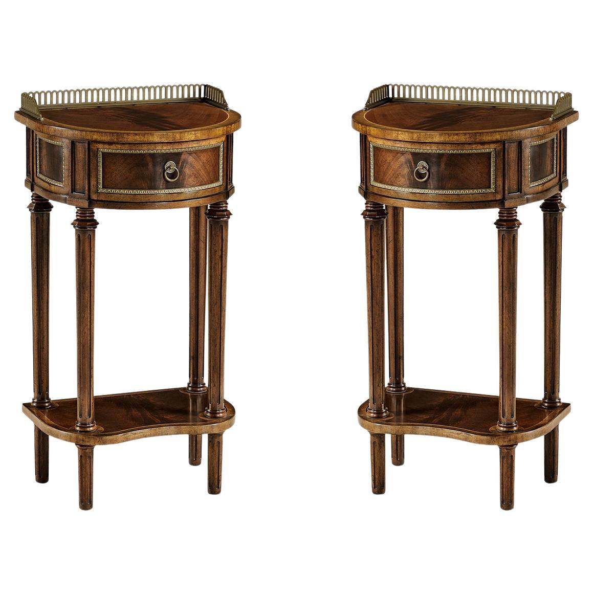 Pair of George III Style Mahogany Demilune Console Tables