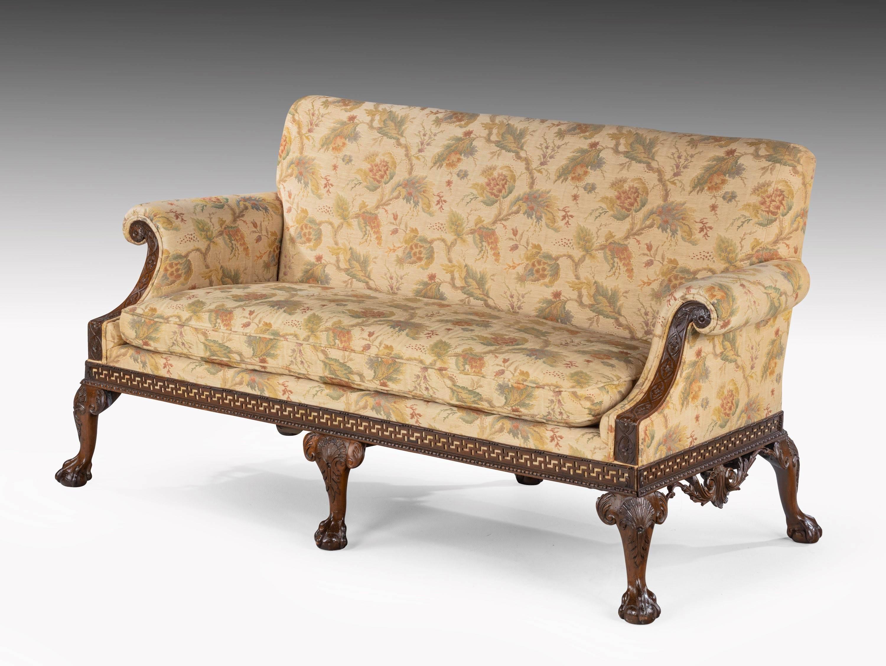 Pair of George III Style Mahogany Framed Sofas 3