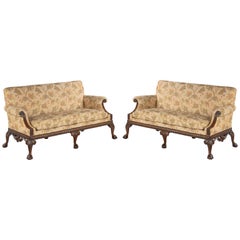 Pair of George III Style Mahogany Framed Sofas