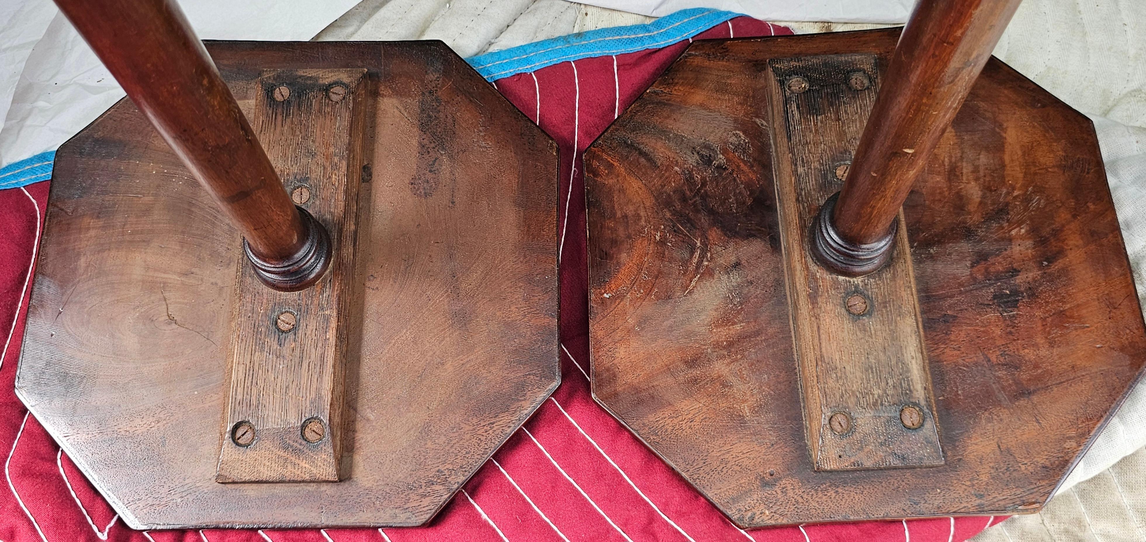 Pair of George III Style Mahogany Octagonal Top Tripod Wine Tables Candle Stands For Sale 4