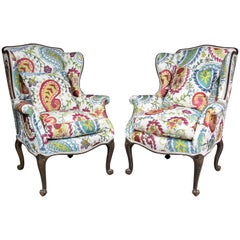 Pair of George III Style Mahogany Wing Chairs