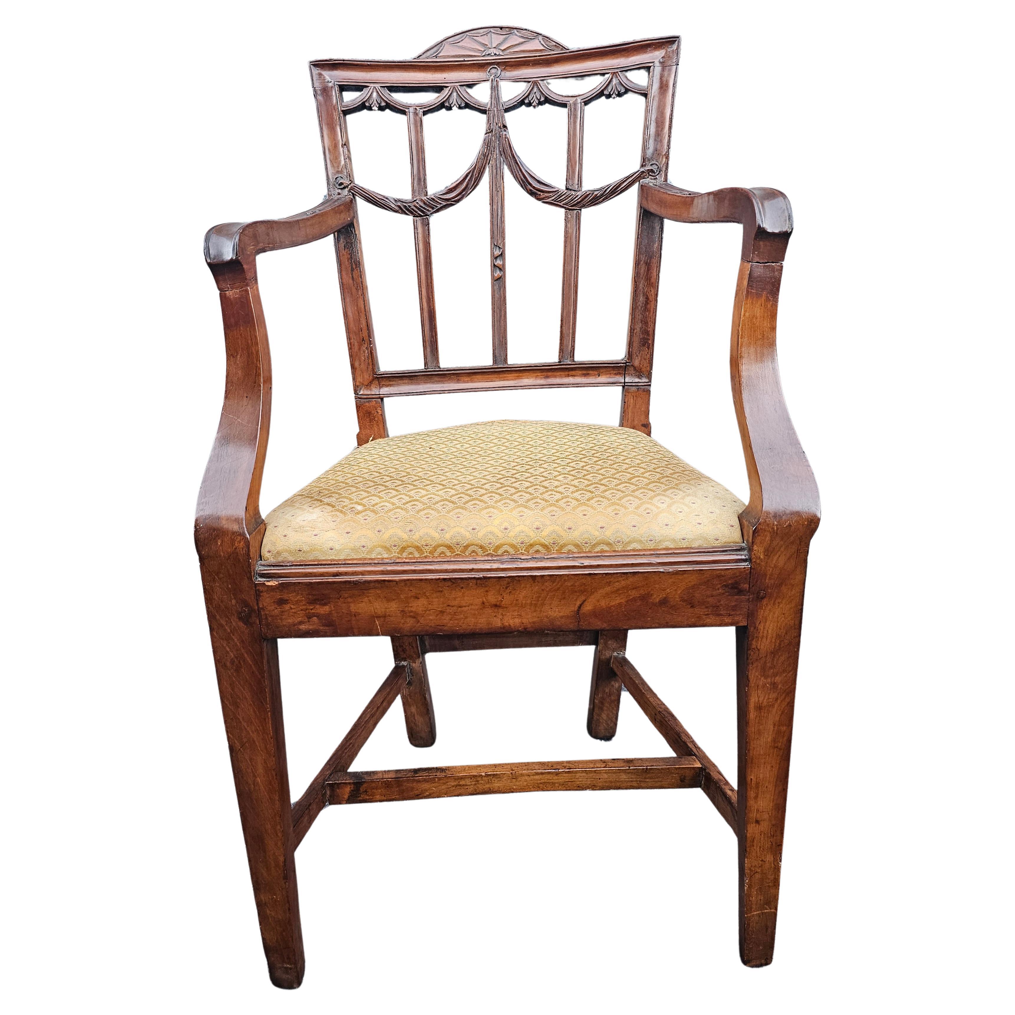 Paar George III Style Mixed Wood Upholstering Shield Back Armchairs aus dem 18. im Angebot 2