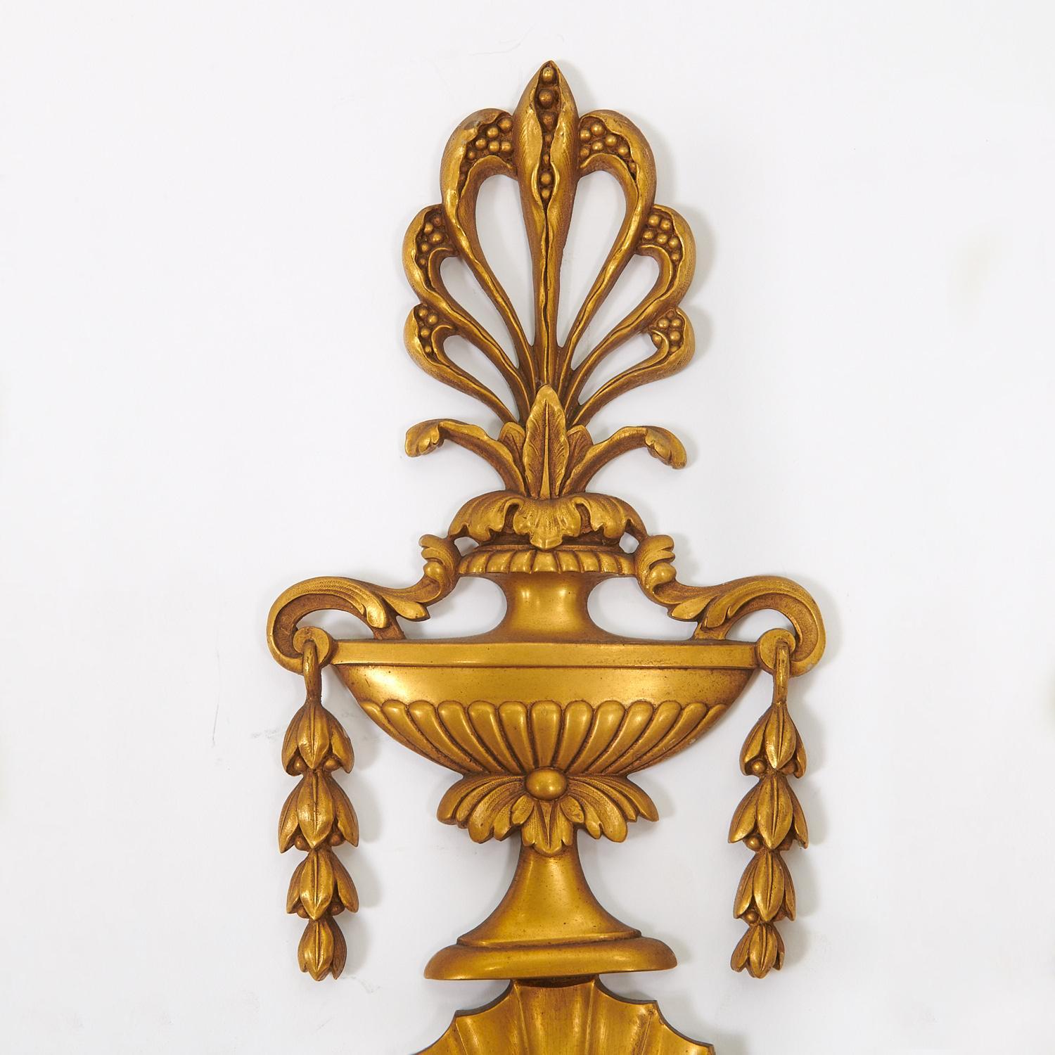 Pair of George III Style Ormolu Wall Light Sconces by E.F. Caldwell In Excellent Condition For Sale In New York, NY