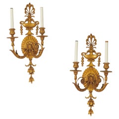 Pair of George III Style Ormolu Wall Light Sconces by E.F. Caldwell