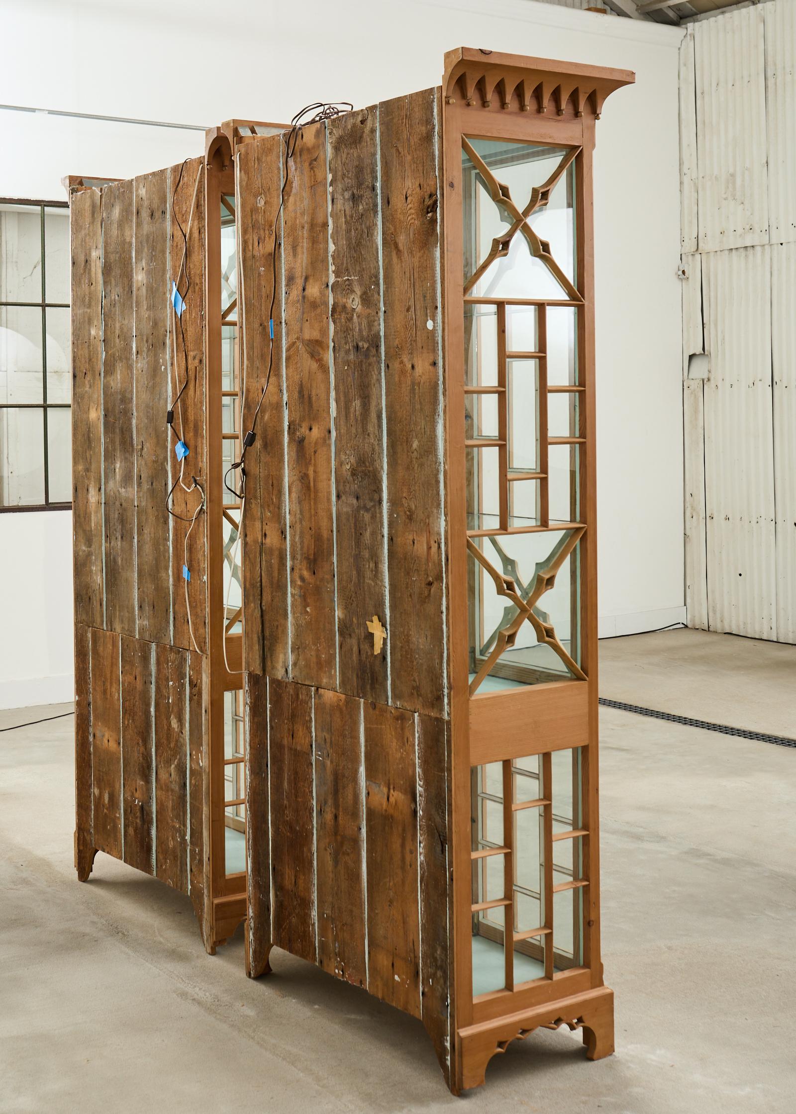 Pair of George III Style Pine Chinese Chippendale Bookcases For Sale 11