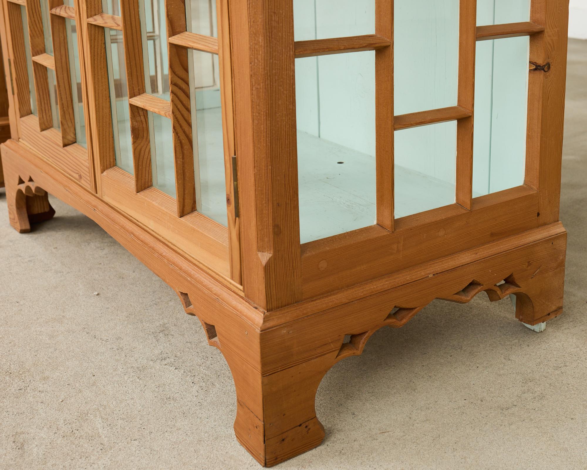 Pair of George III Style Pine Chinese Chippendale Bookcases For Sale 12