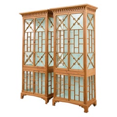 Pair of George III Style Pine Chinese Chippendale Bookcases