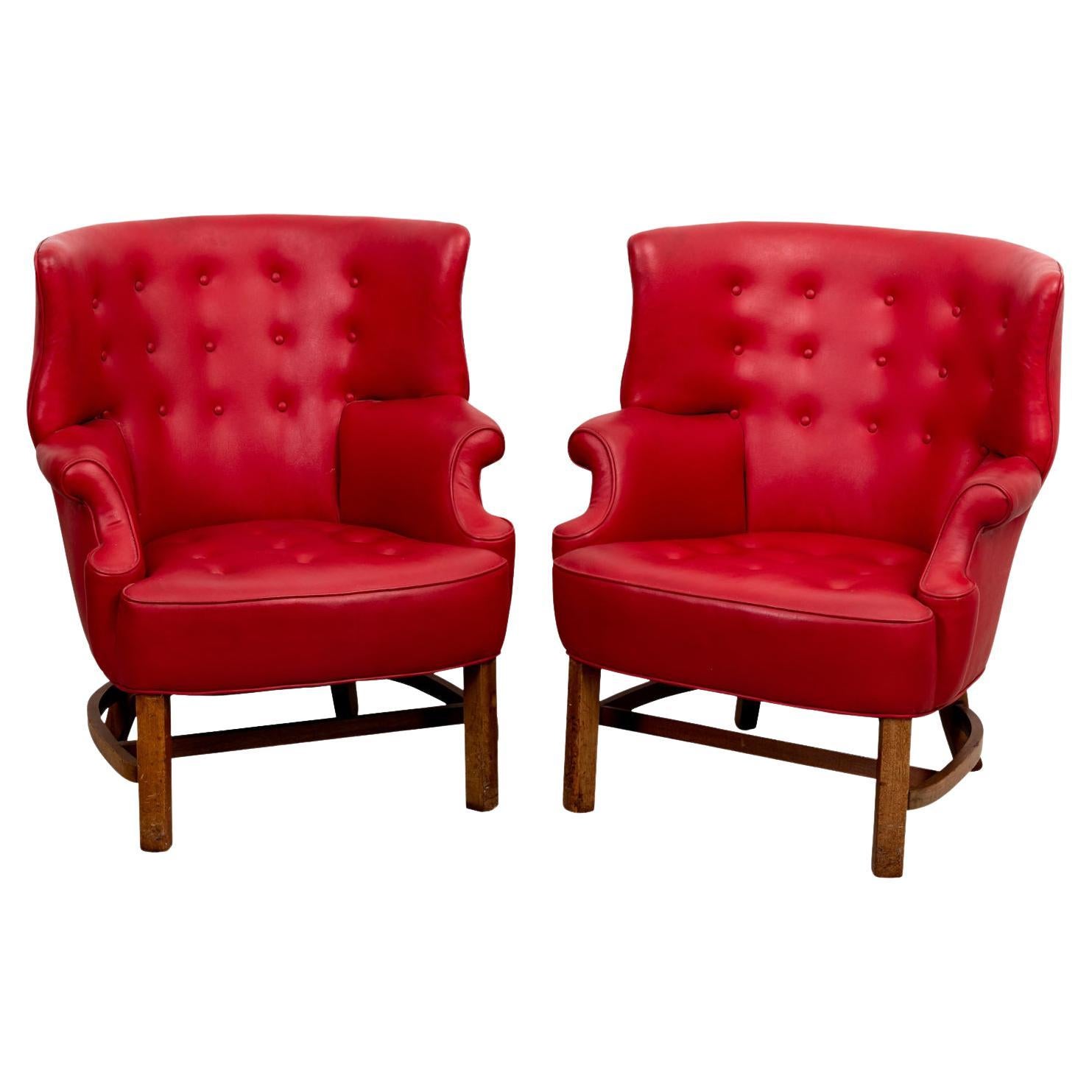 Pair of George III Style Wing Chairs For Sale