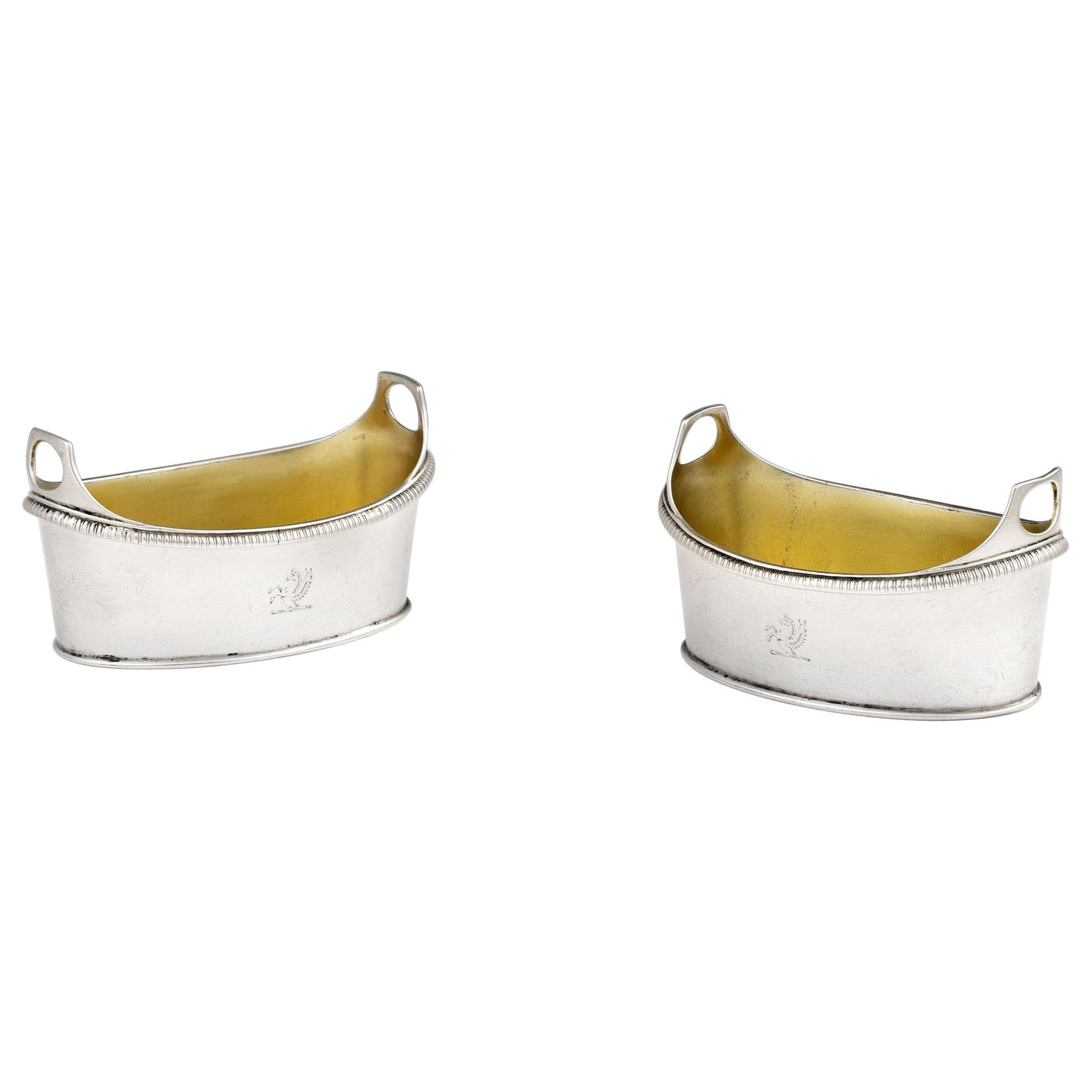 Pair of George III "Tub" Salt Cellars Made in London by Richard Cooke, 1804