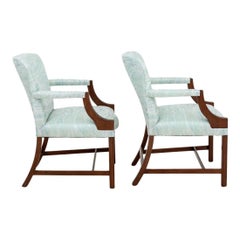 Pair of George III Upholstered Arm Chairs