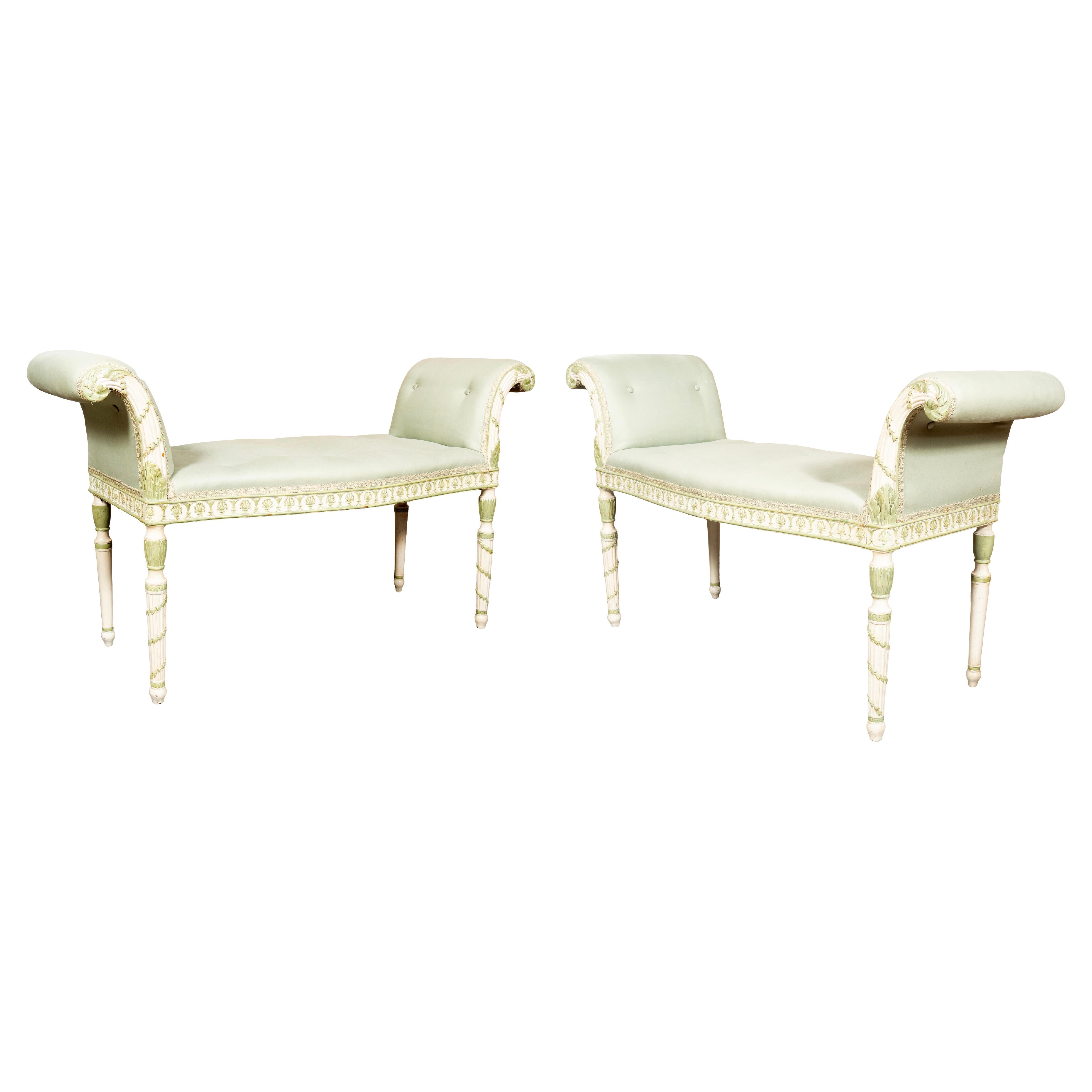 Paar weiß und grün gestrichene Fensterbänke aus der Zeit von George III.