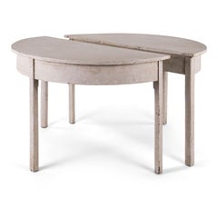 Pair of George III White Painted Oak Demilune Consoles