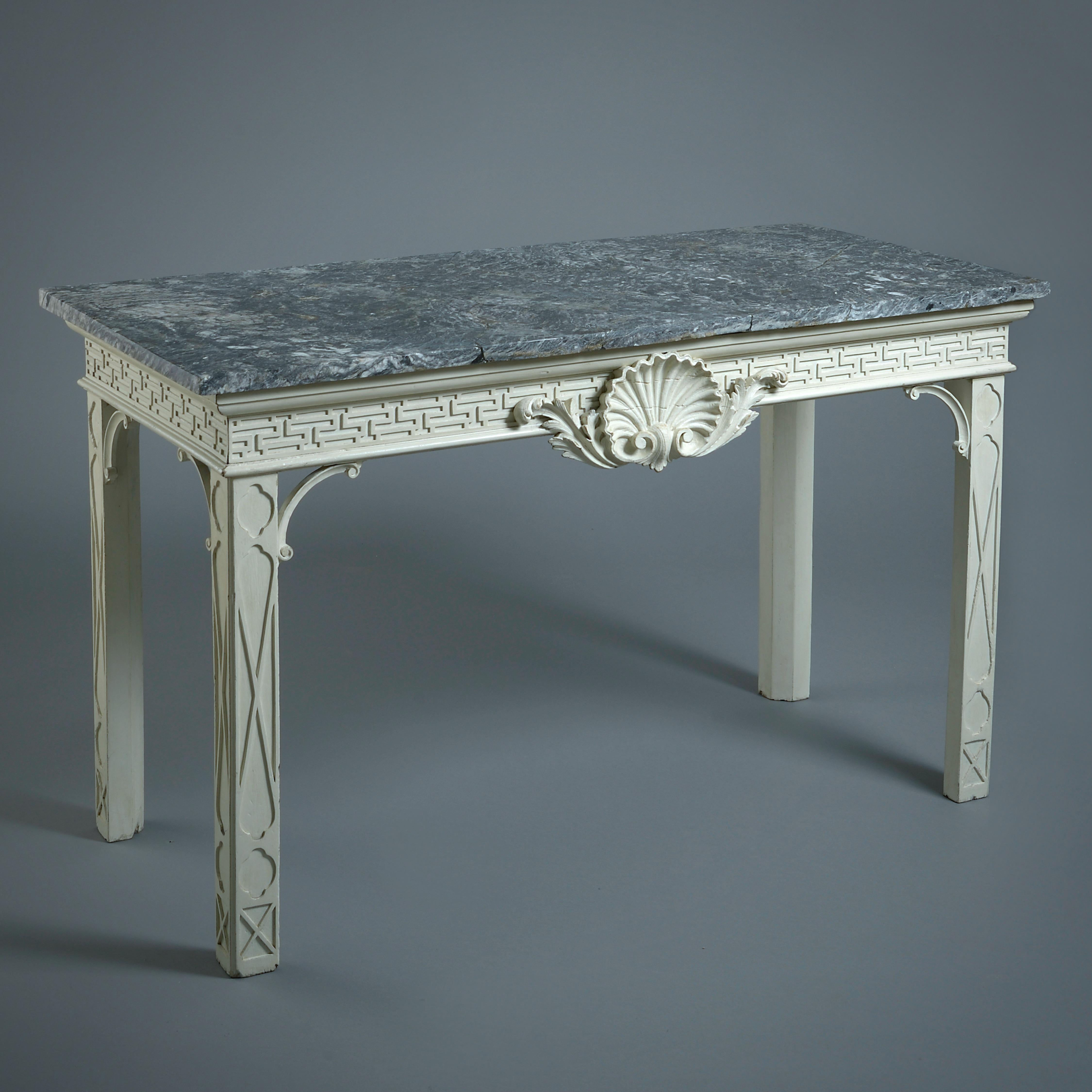 18th Century and Earlier Pair of George III White-Painted Side Tables For Sale