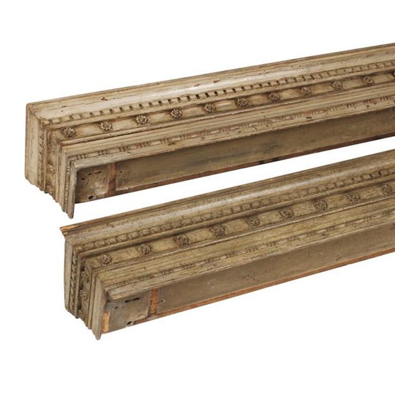 English Pair of George IV Carved and Painted Pine Pelmets