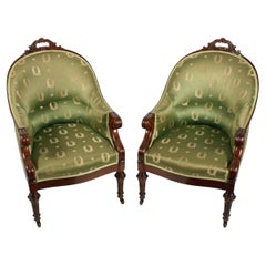 Pair of George IV Library Arm Chairs, 19th Century 