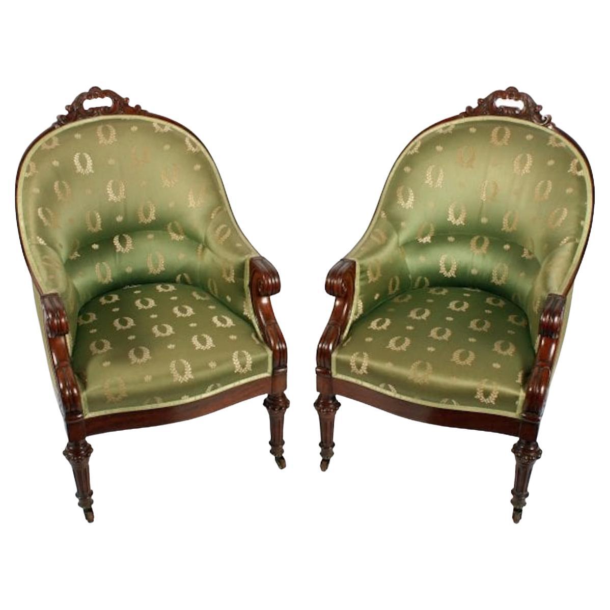 Pair of George IV Library Arm Chairs, Early 19th Century