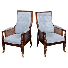 Pair of George IV Mahogany and Caned Armchairs