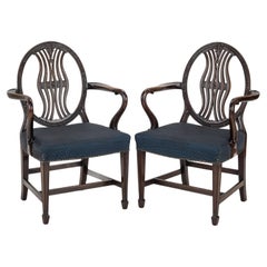 Paar George IV. Mahagoni Hepplewhite Sessel um 1820 Georgianisch Frühes 19.