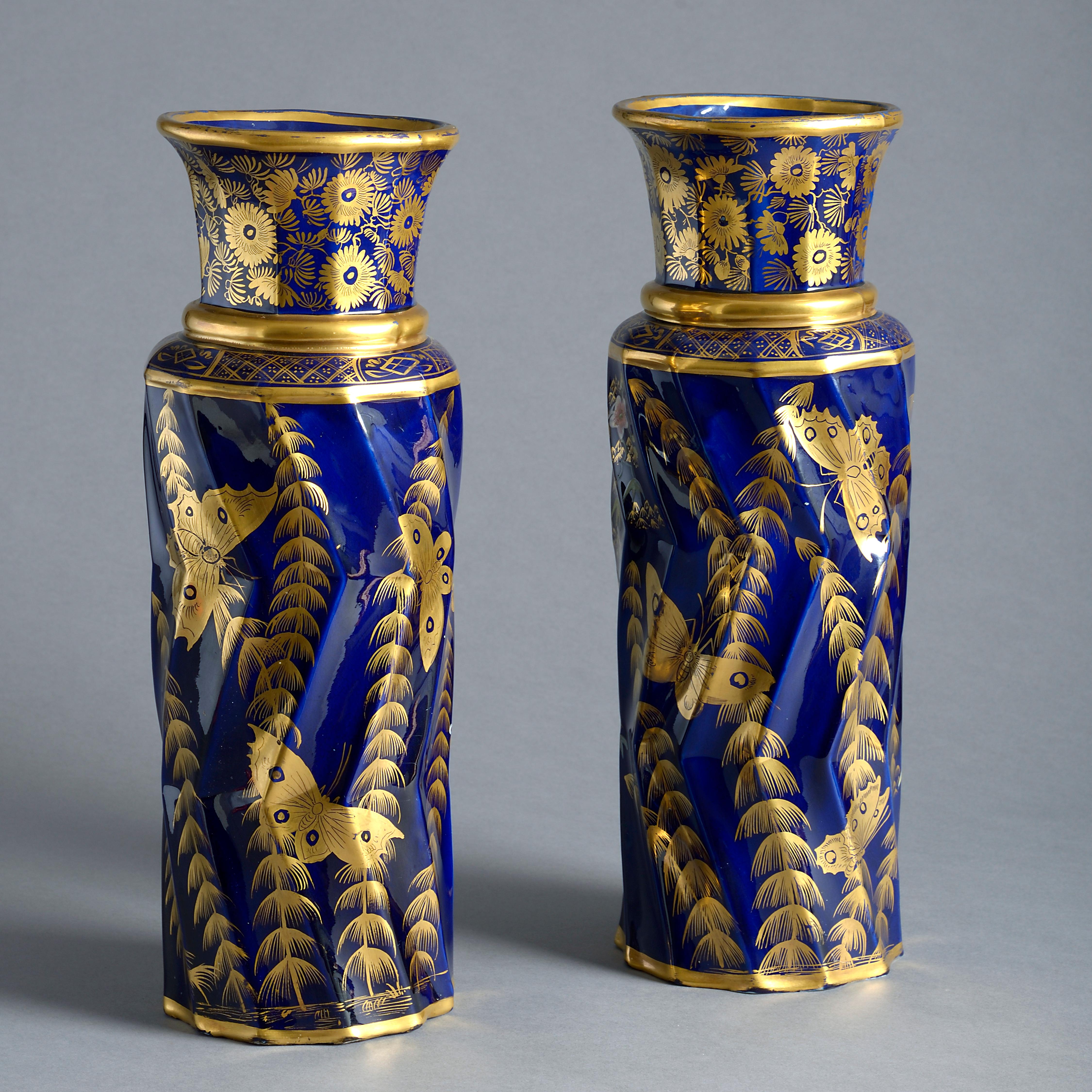 A fine pair of George IV Mason’s ironstone vases, circa 1825.

Decorated with pheasants among branches of blossom and butterflies among fern fronds.