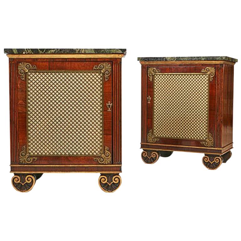 Pair of George IV Rosewood and Giltwood Cabinets