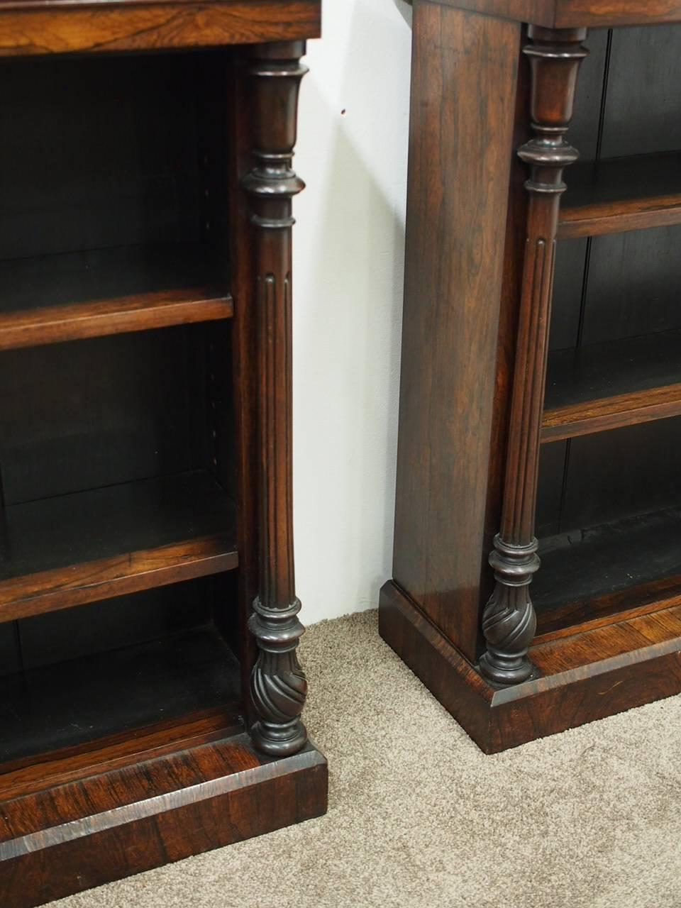 Pair of George IV Rosewood and Marble-Top Open Bookcases, circa 1820 1