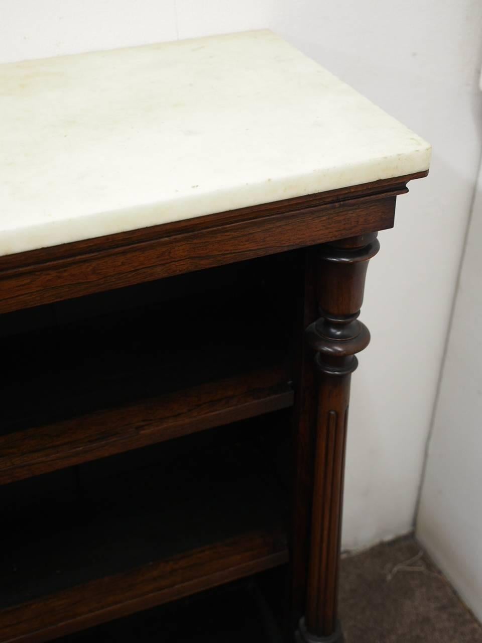 Pair of George IV Rosewood and Marble-Top Open Bookcases, circa 1820 3