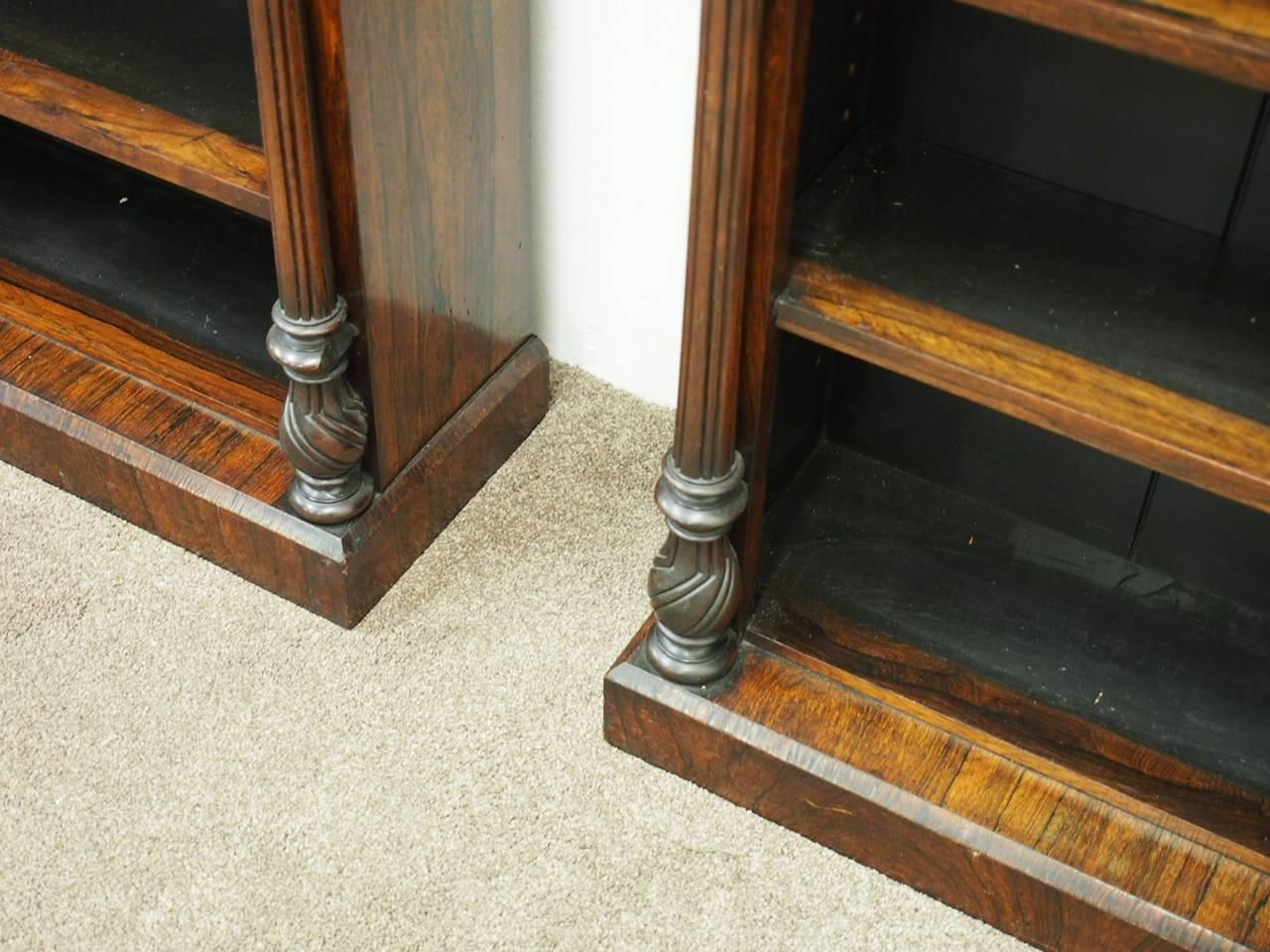 Pair of George IV Rosewood and Marble-Top Open Bookcases, circa 1820 5