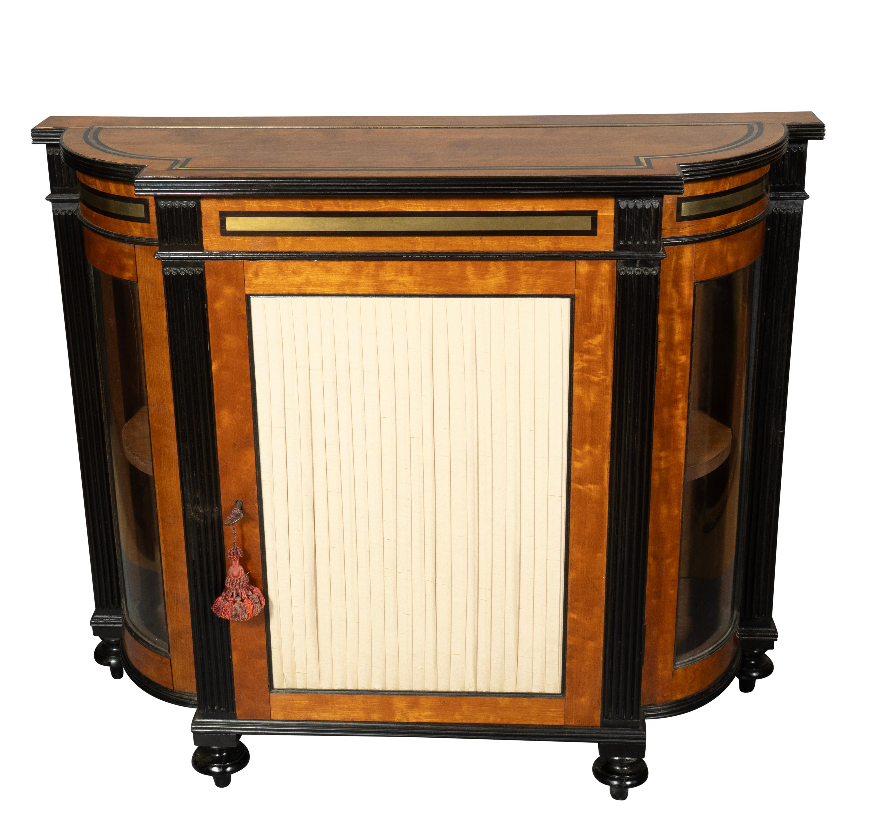Brass Pair Of George IV Satinwood And Ebonized Cabinets For Sale