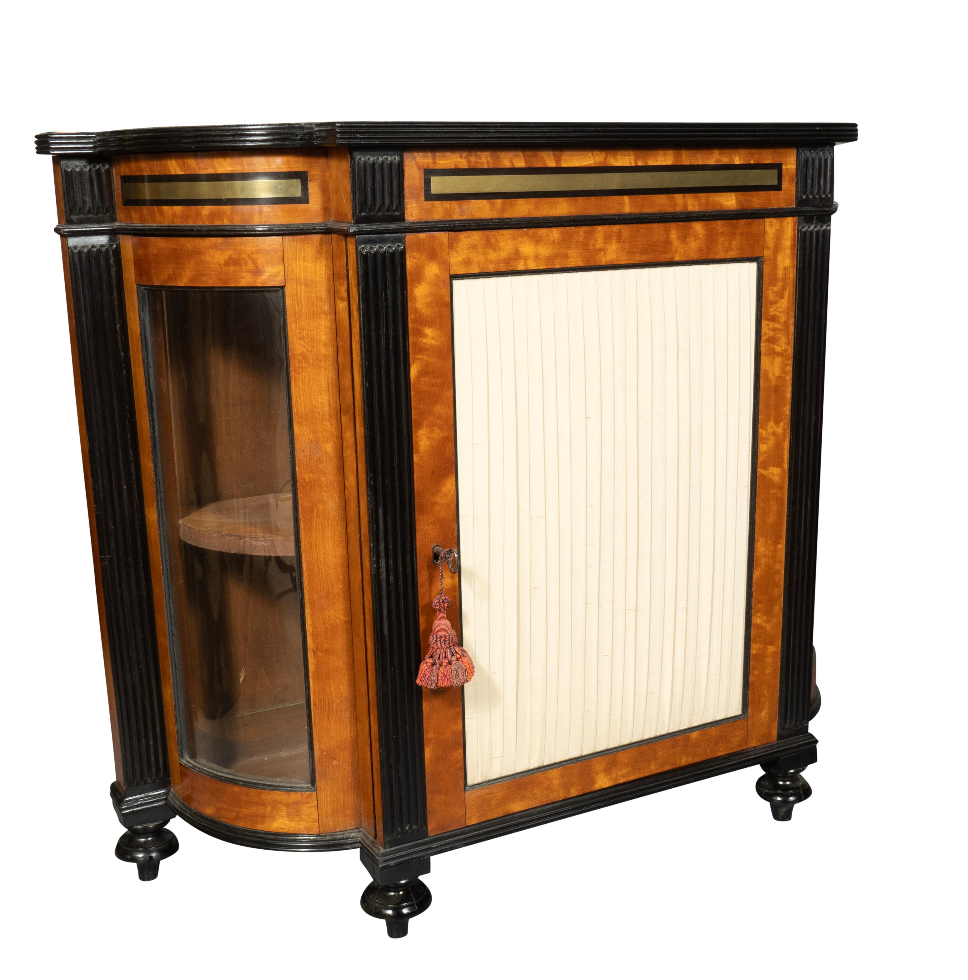 Pair Of George IV Satinwood And Ebonized Cabinets For Sale 2