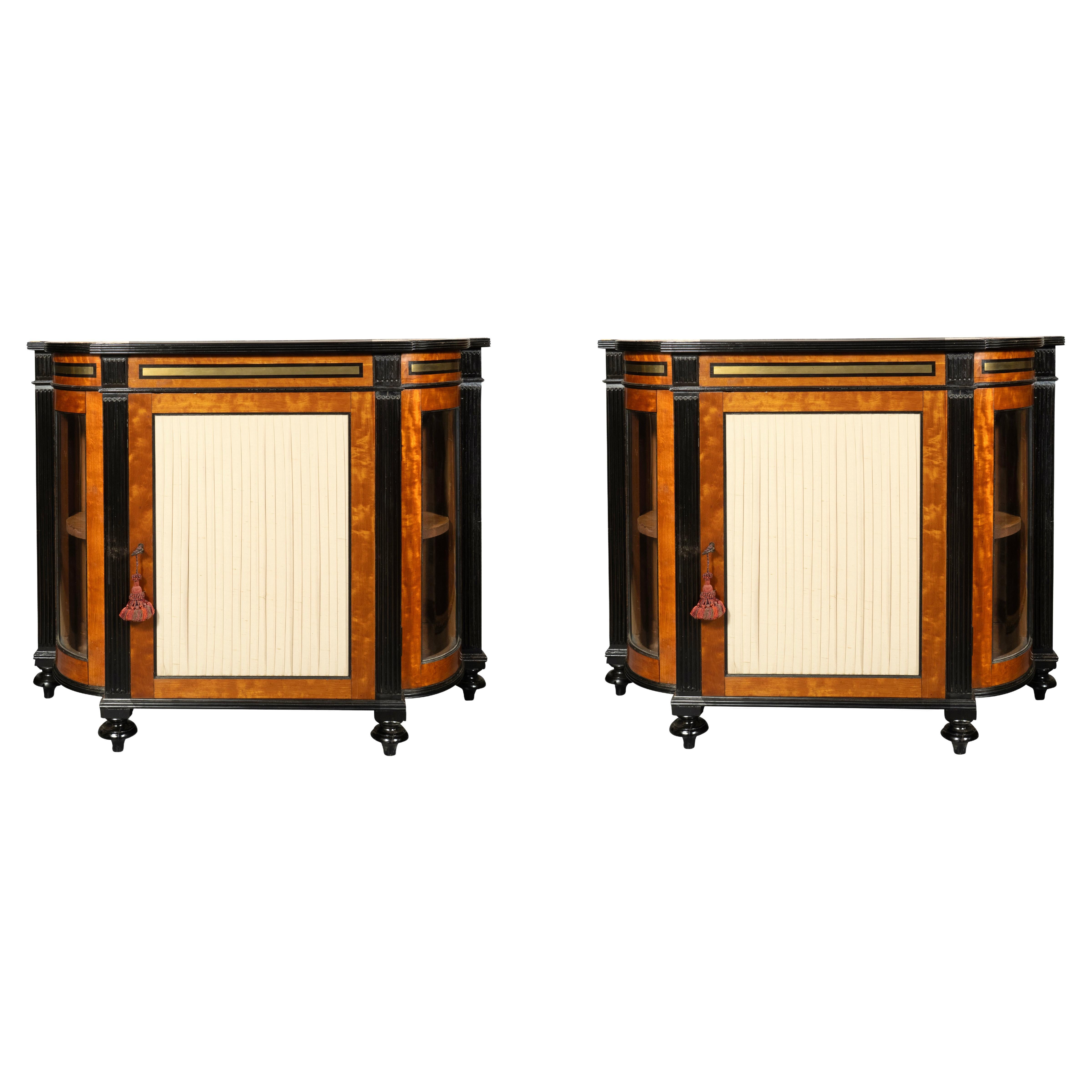 Pair Of George IV Satinwood And Ebonized Cabinets For Sale