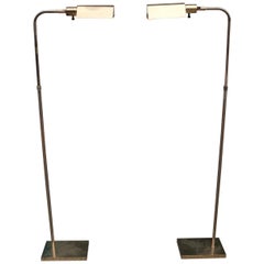 Pair of George Kovacs Brass Adjustable Floor Lamps