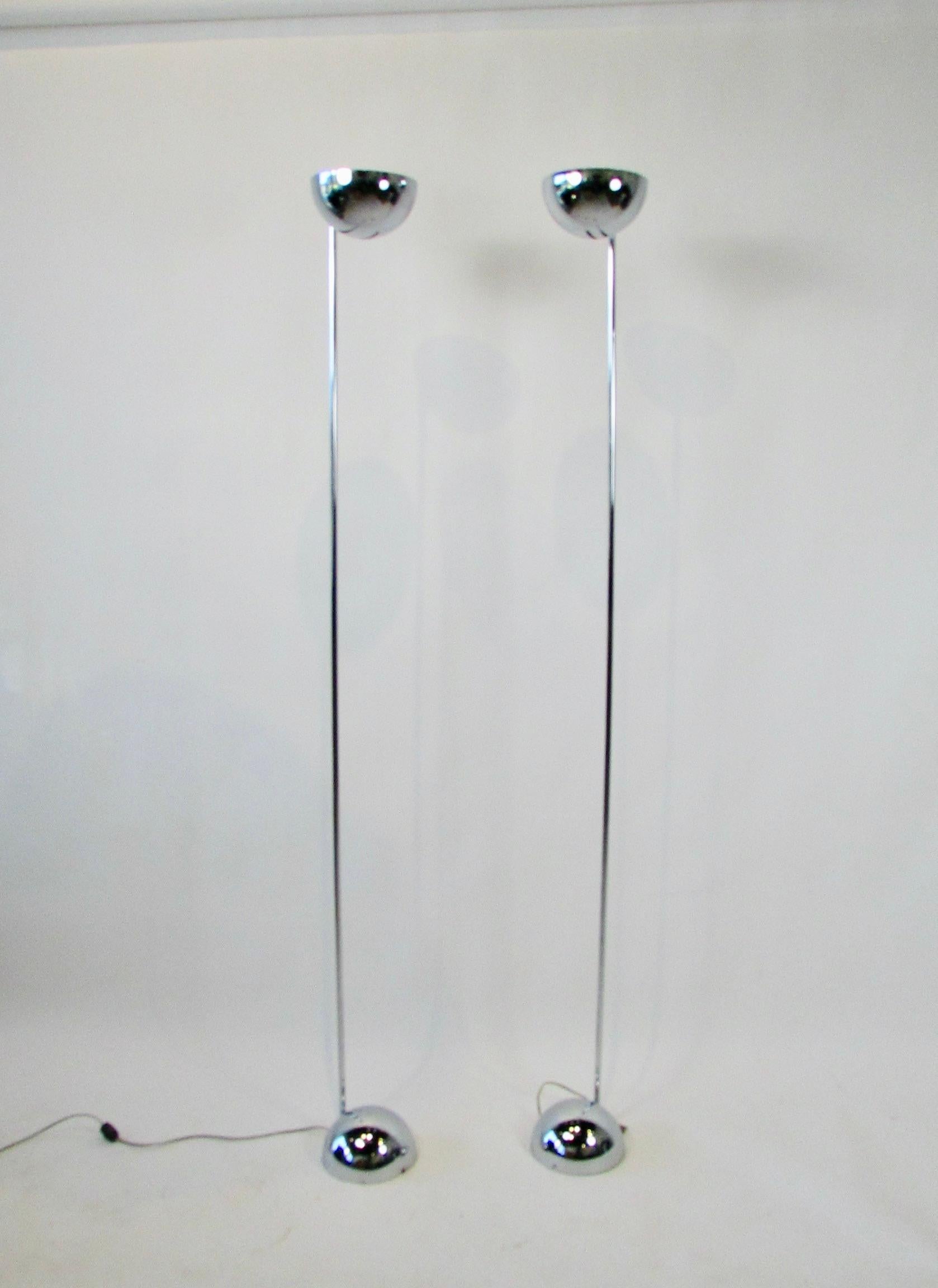 Late 20th Century Pair of George Kovacs Post Modern Chrome Torchieres For Sale