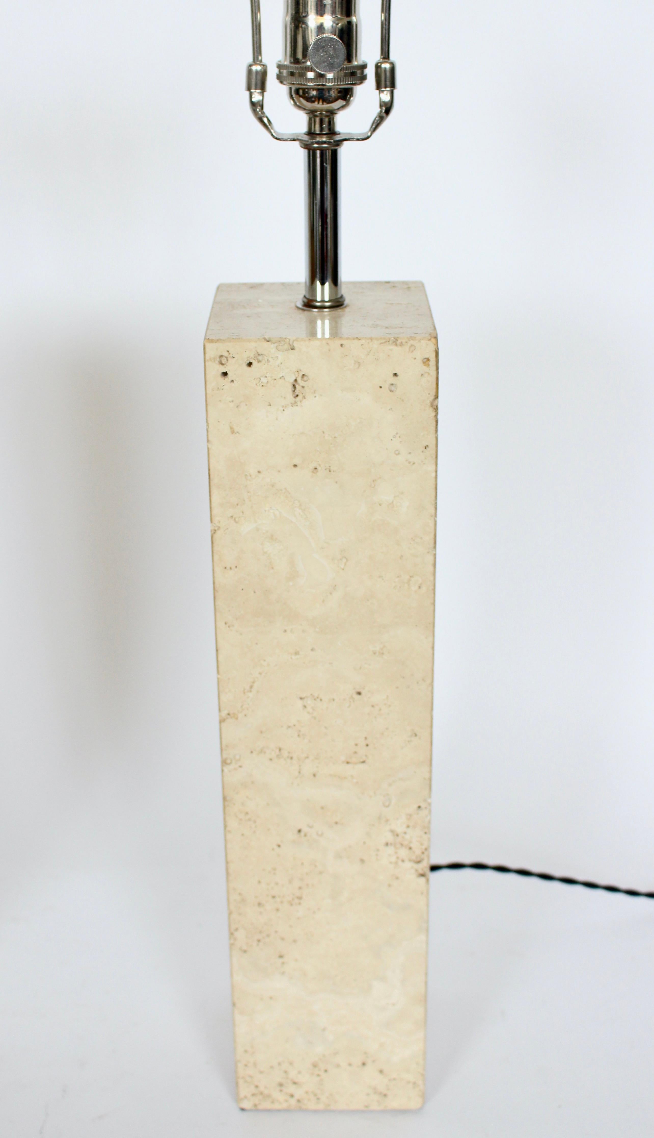 Pair of George Kovacs Solid Travertine Table Lamps, 1970's 3