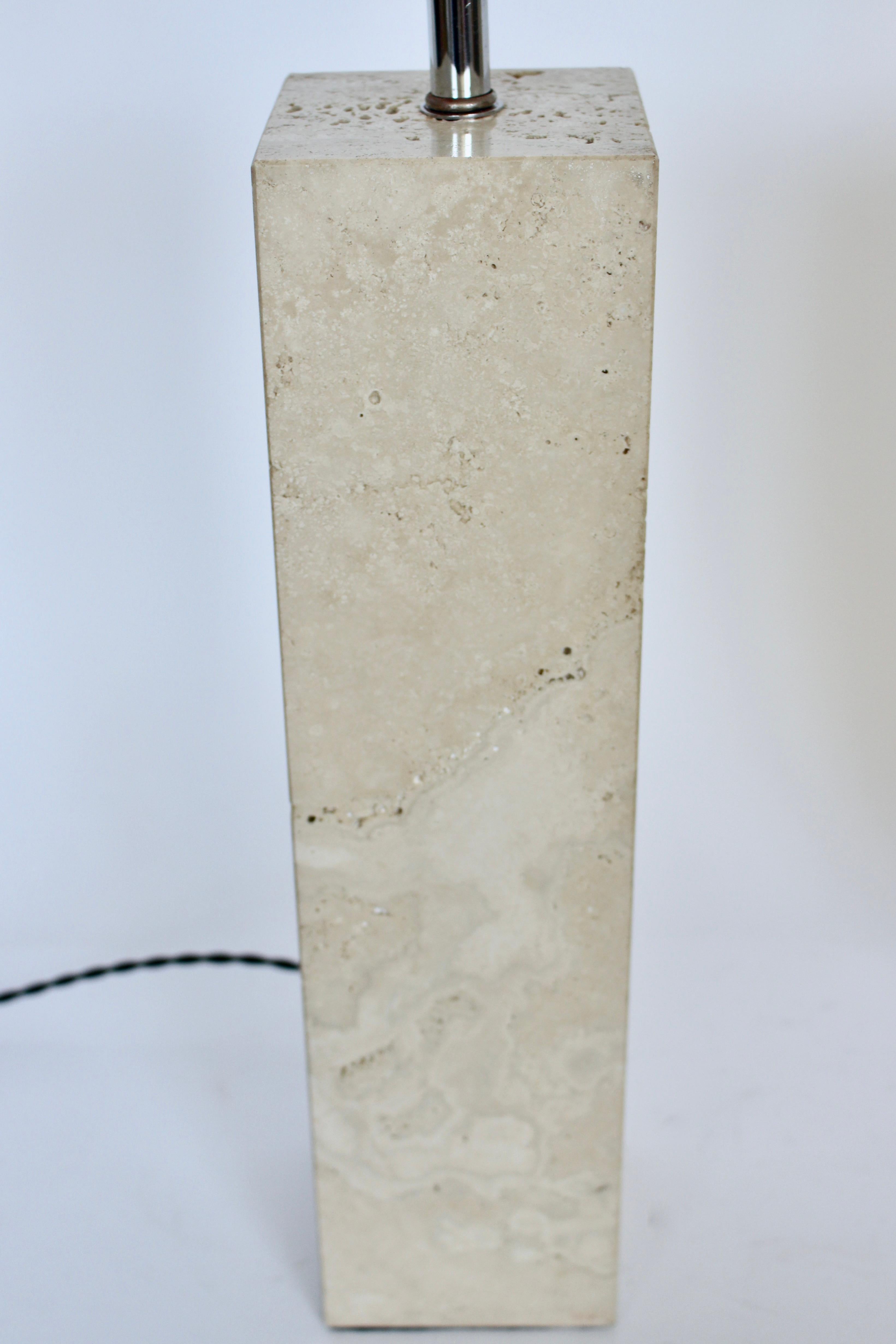 Pair of George Kovacs Solid Travertine Table Lamps, 1970's 4