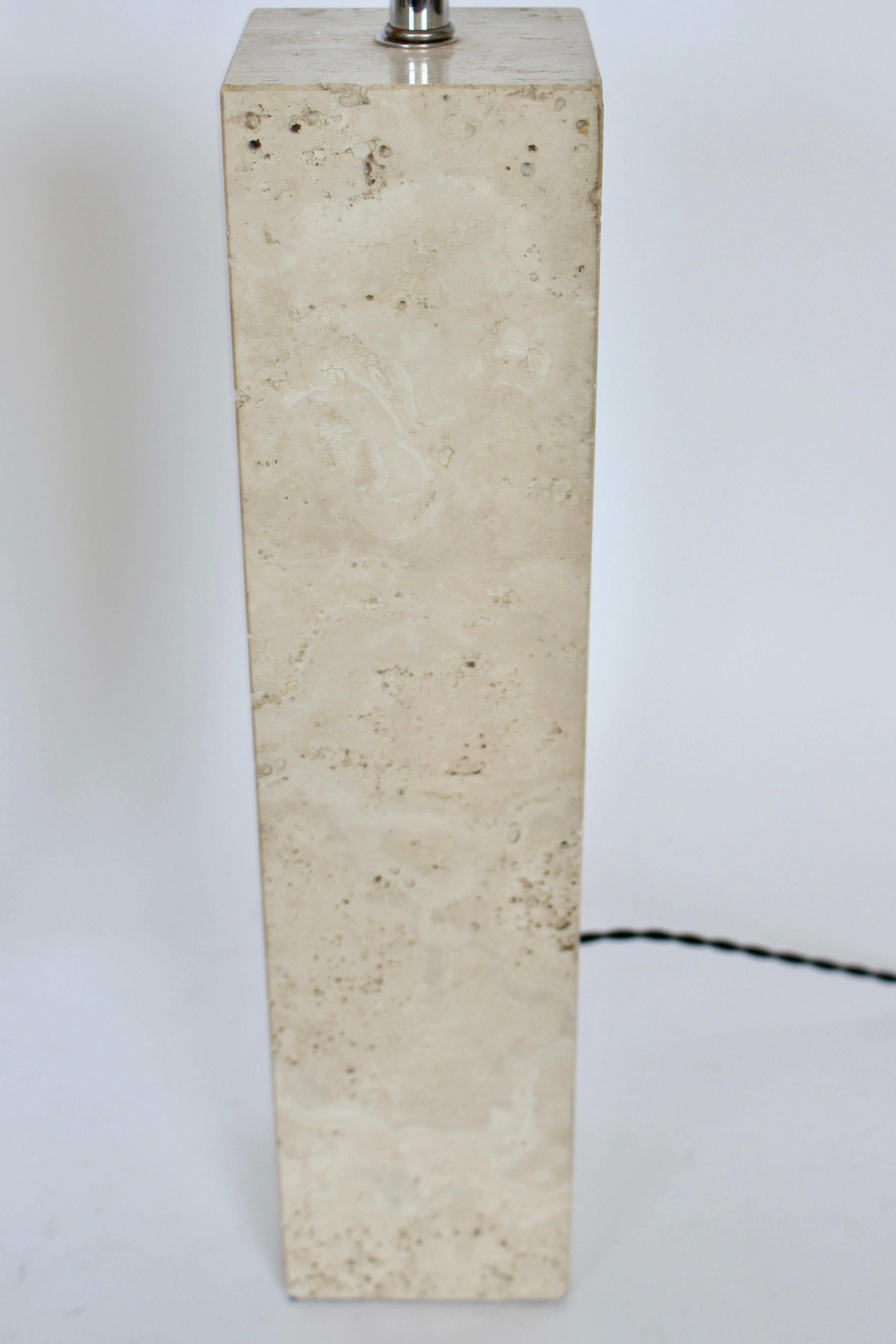 Pair of George Kovacs Solid Travertine Table Lamps, 1970's 5
