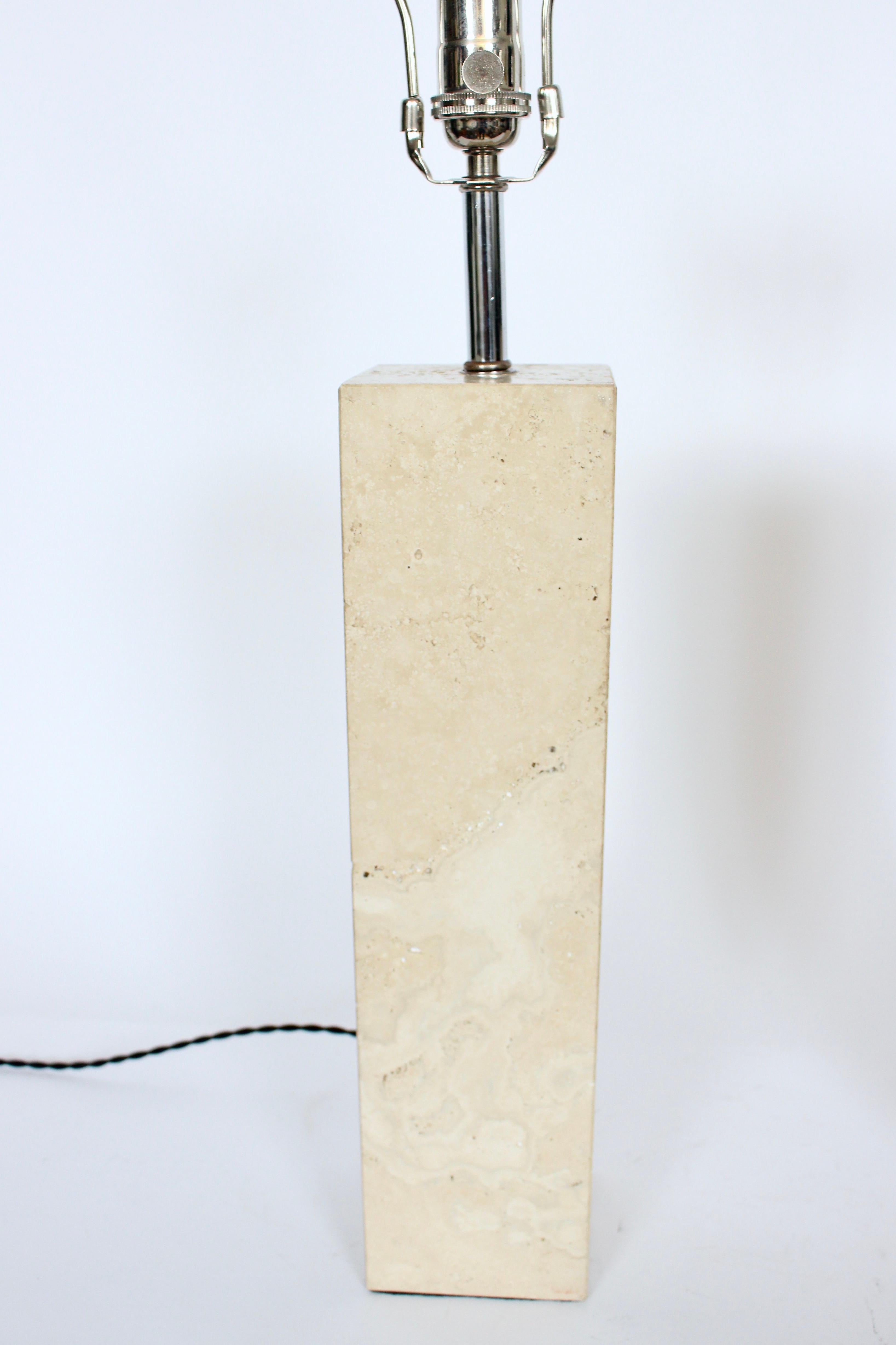 Pair of George Kovacs Solid Travertine Table Lamps, 1970's 2