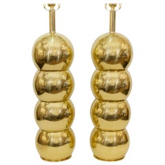 Pair of George Kovacs Stacked Brass Globe Lamps