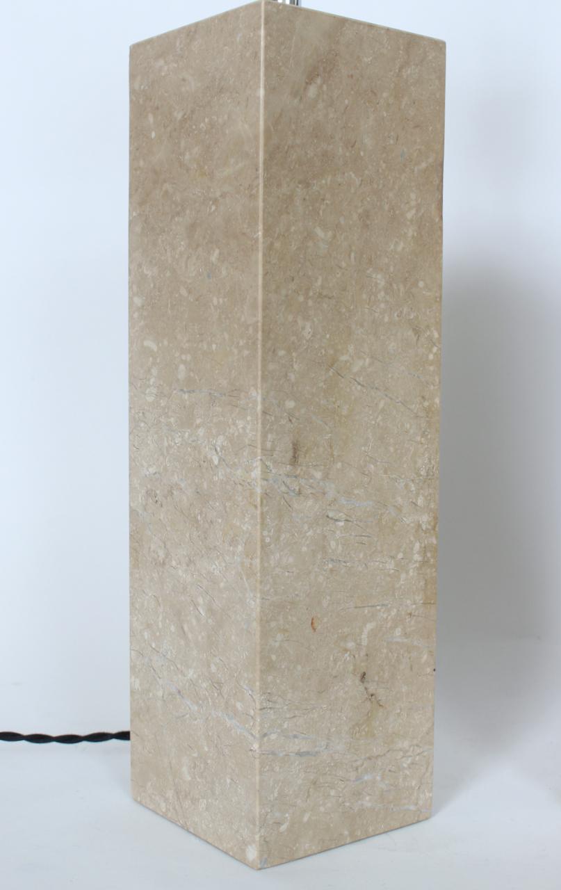 Pair of George Kovacs Beige Solid Travertine Table Lamps, 1970's For Sale 5