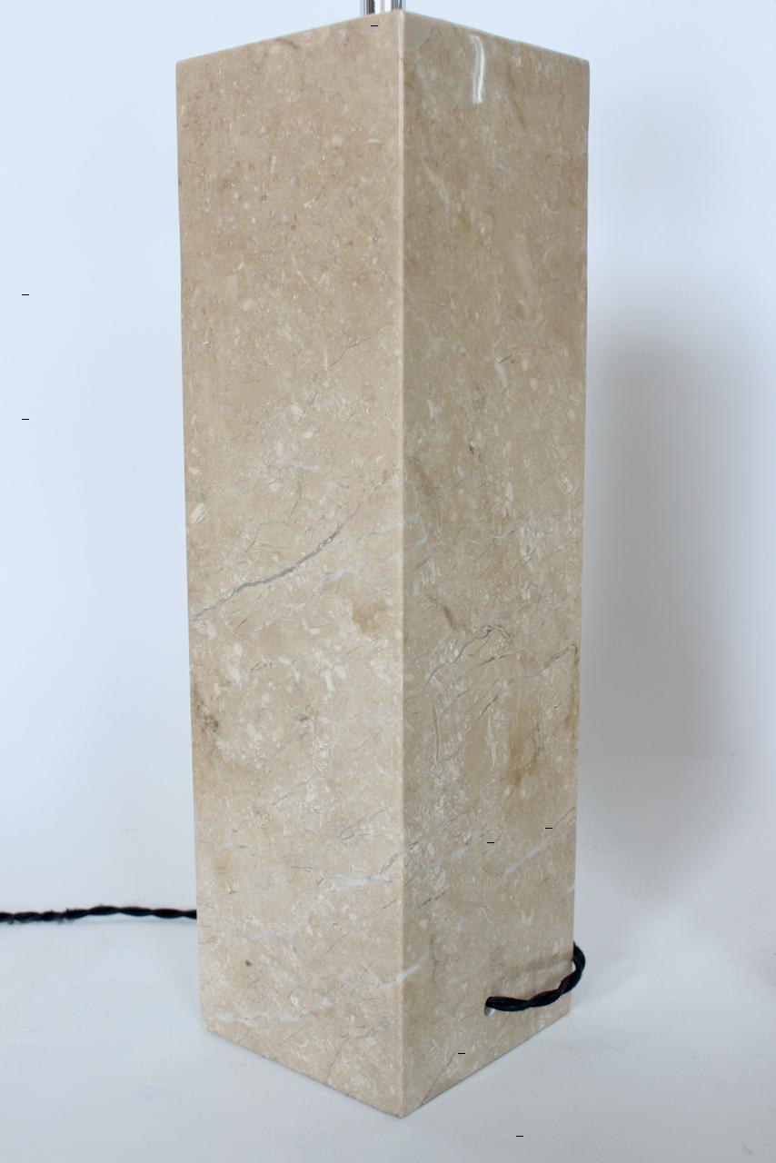 Pair of George Kovacs Beige Solid Travertine Table Lamps, 1970's For Sale 8