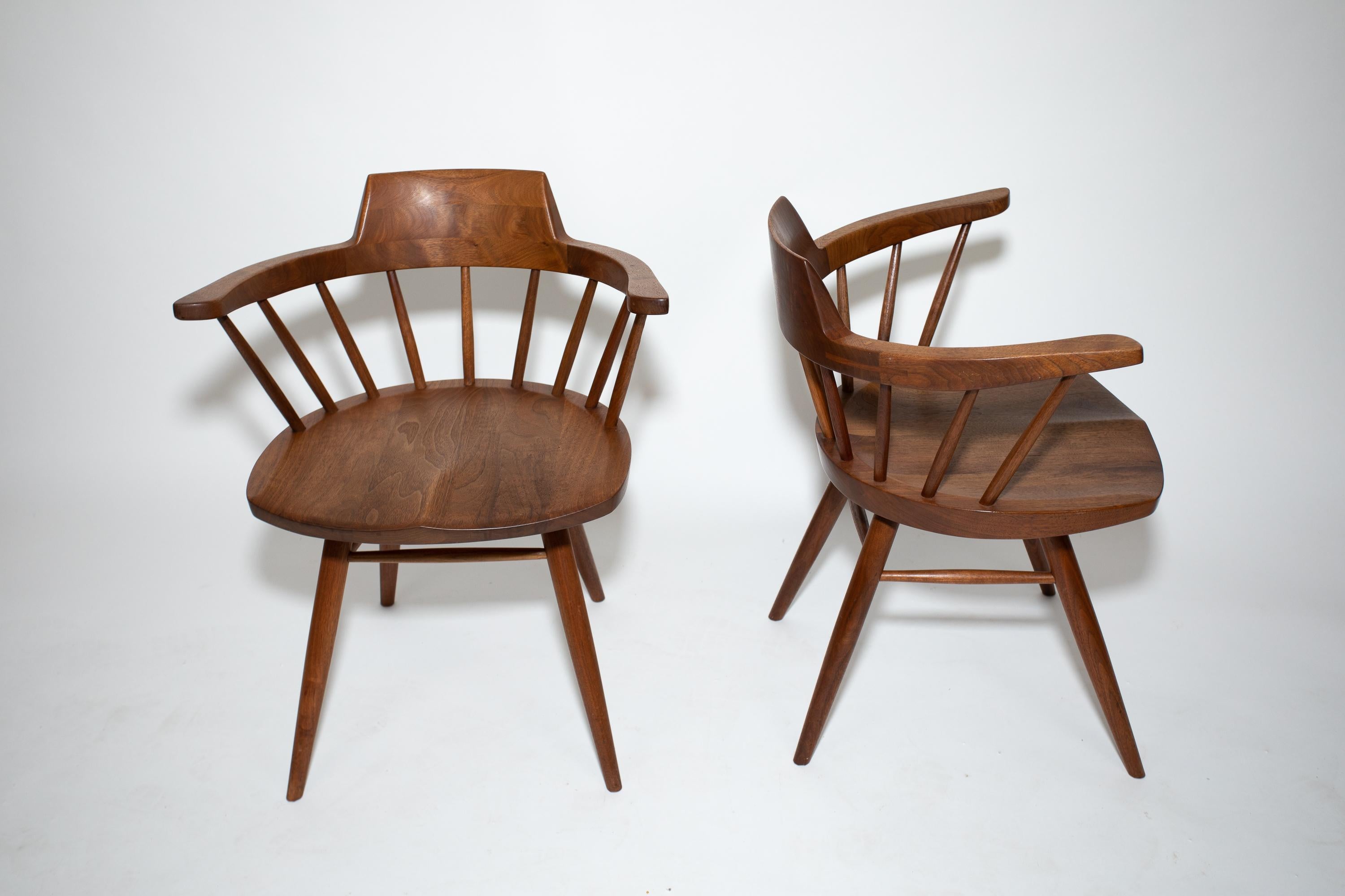 North American Pair of George Nakashima Captain's Chairs For Sale