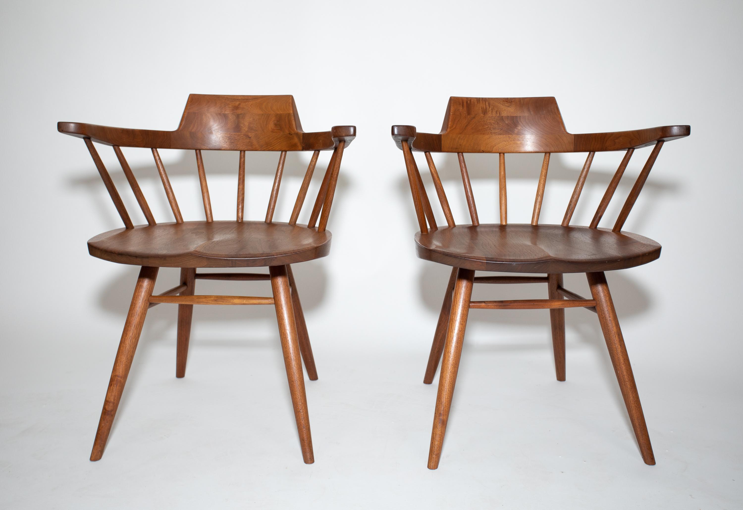 Pair of George Nakashima Captain's Chairs In Good Condition For Sale In West Palm Beach, FL