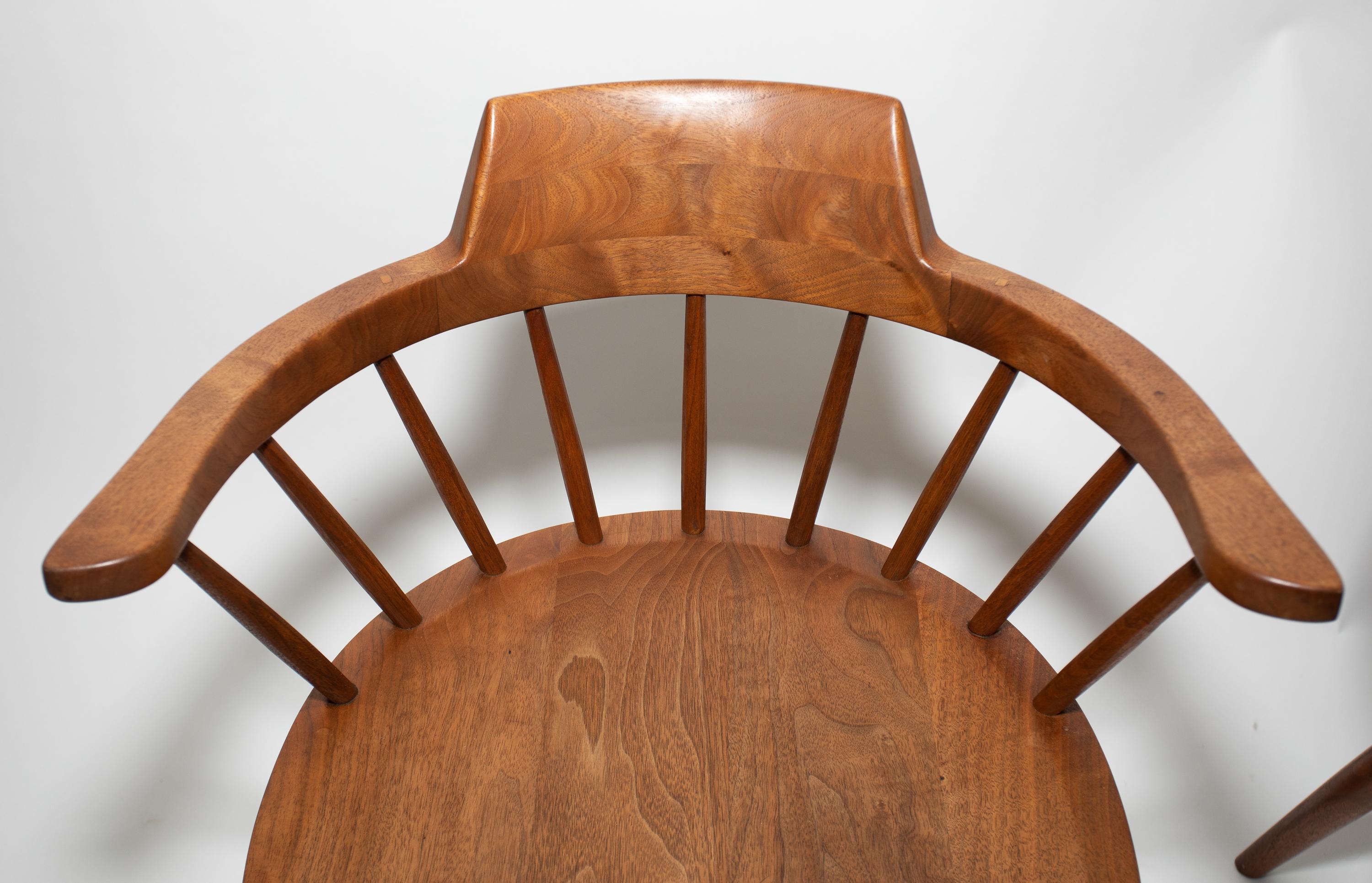 Mid-20th Century Pair of George Nakashima Captain's Chairs For Sale