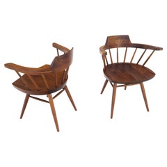 Pair of George Nakashima Captain's Dining Chairs in Walnut