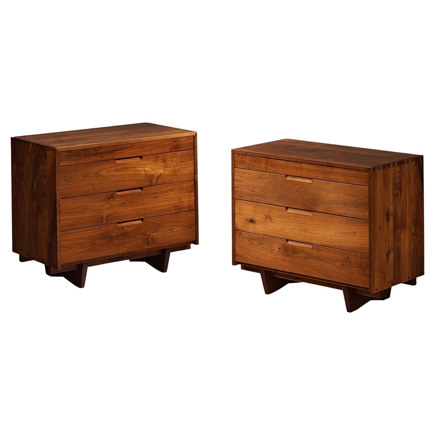 George Nakashima Pair of Chest of Drawers in American Black Walnut 