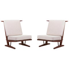 Pair of Conoid Lounge Chairs by Mira Nakashima after a George Nakashima design 