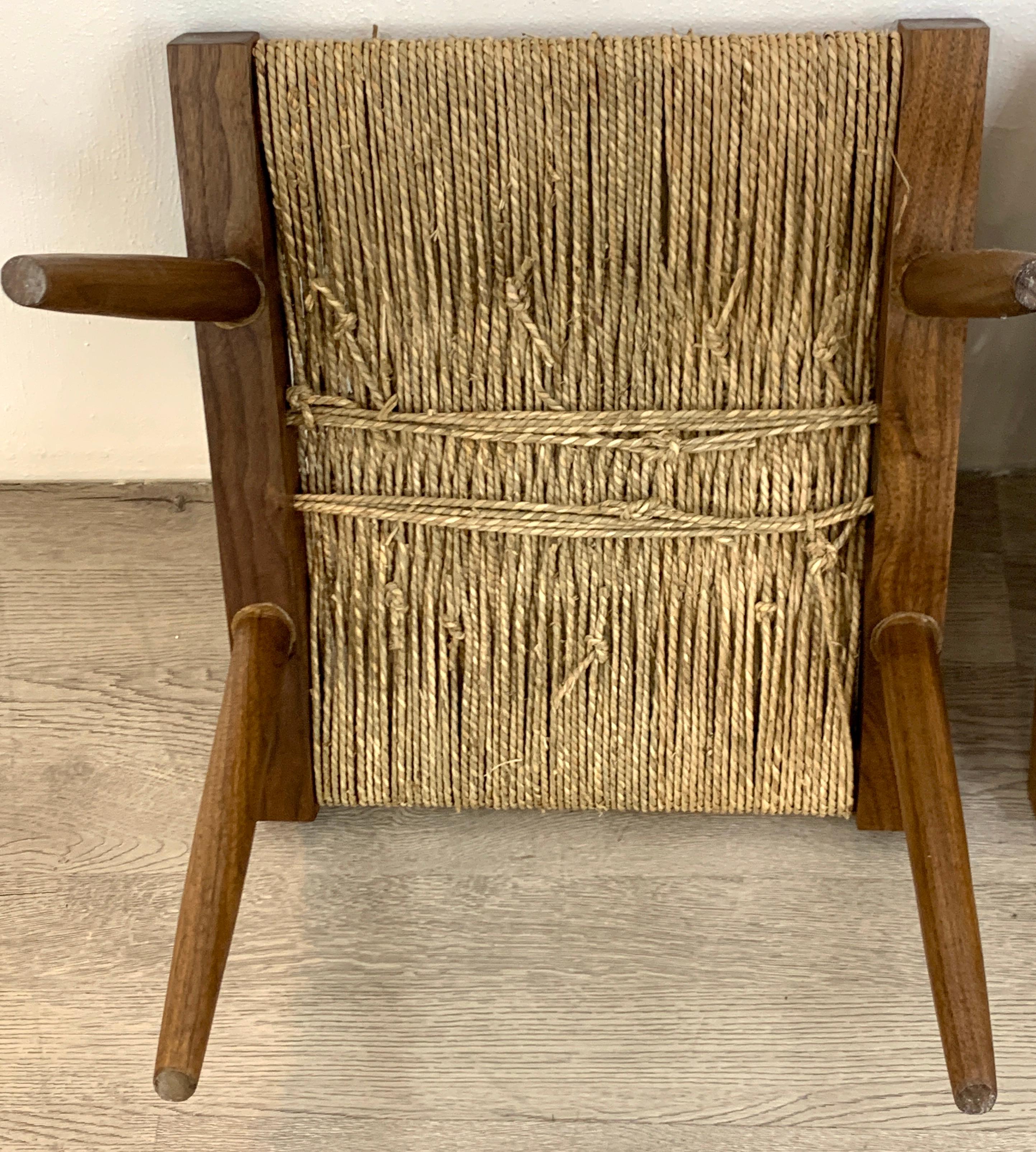 Pair of George Nakashima Grass Seat Stools 3