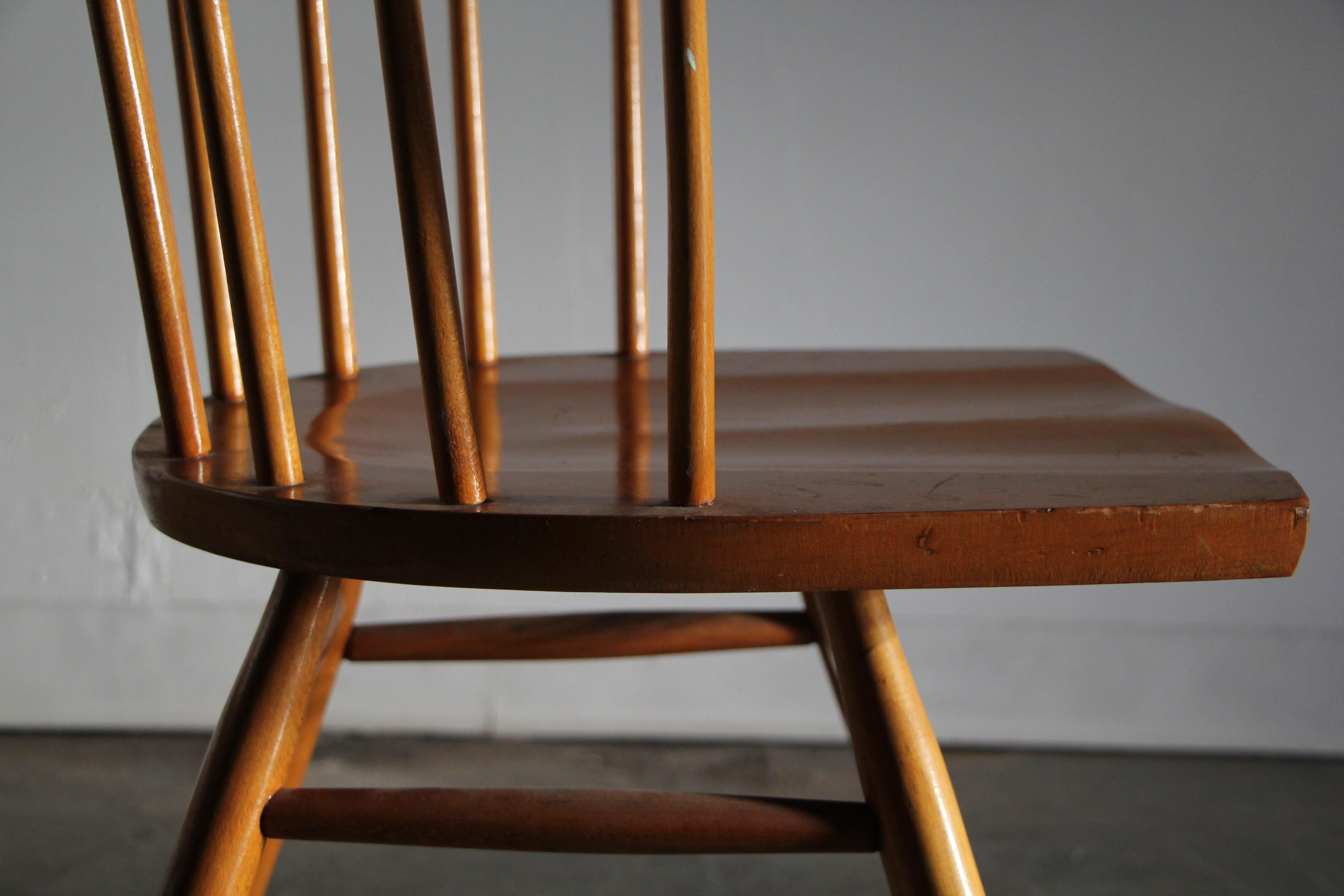 Pair of George Nakashima Hickory Straight Chairs for Knoll, 1940s 1